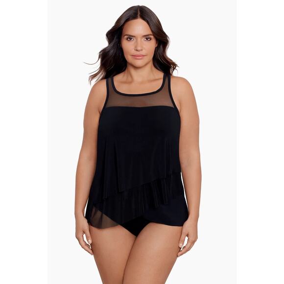 Miraclesuit Plus Size Mirage Black Tankini Swimsuit Top 18W NWT - Picture 1 of 5